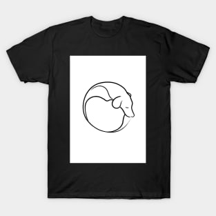 Sleeping Dog Line Drawing T-Shirt